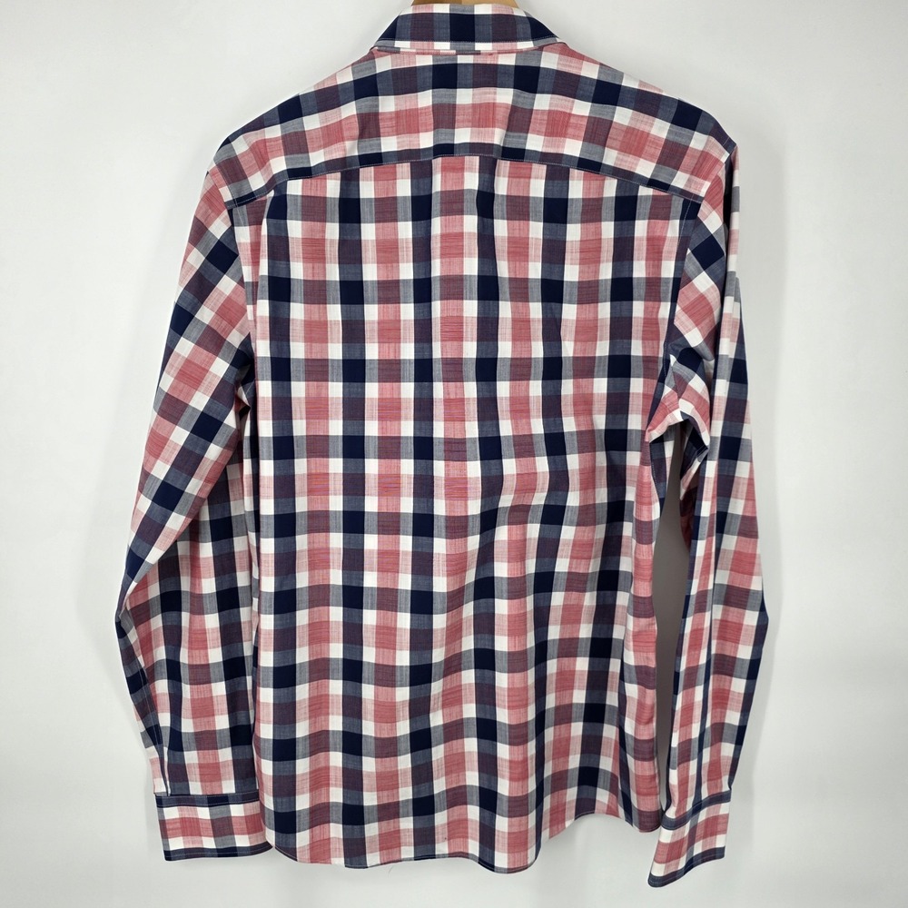 UNTUCKit Redalelli Long Sleeve Button Down Red White Blue Plaid Men's L Slim WF - Picture 3 of 8